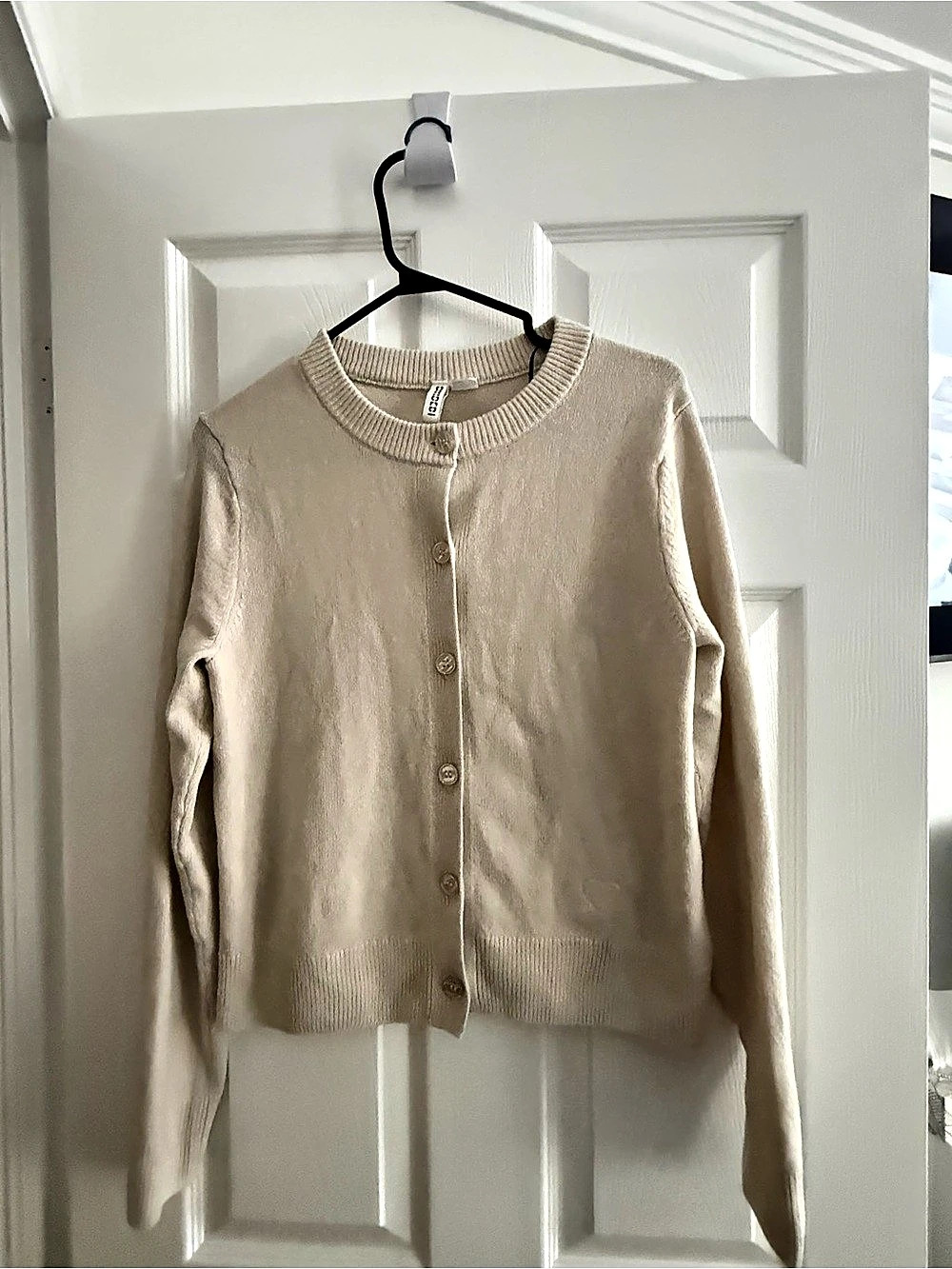 H&M Button-Front Cardigan in Cream